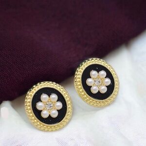 3For$20 Elegant Gold and Black with White Pearl Earrings